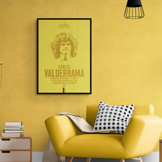 Carlos Valderrama Colombia Football Legend Iconic Portrait Print