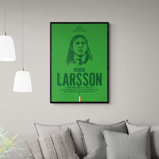 Henrik Larsson Celtic Football Legend Iconic Portrait Print