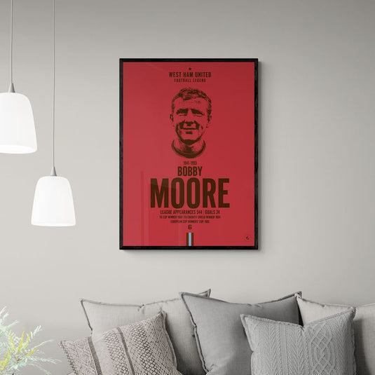 Bobby Moore Légende du Football de West Ham United Portrait Iconique Imprimé