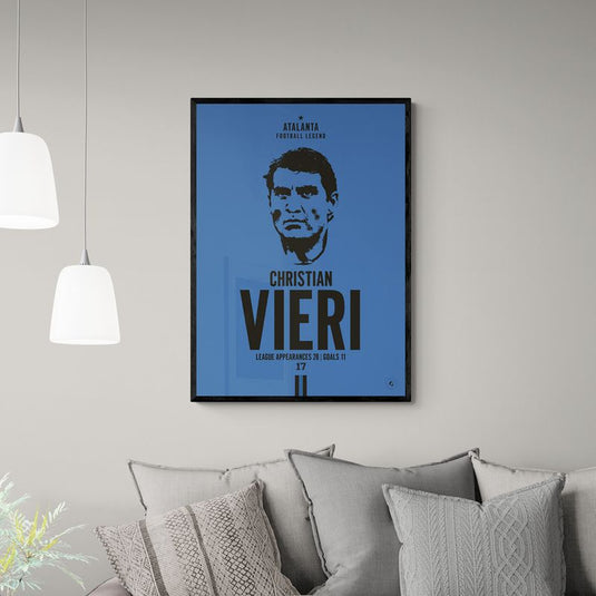 Christian Vieri Légende du Football d'Atalanta Portrait Iconique Imprimé